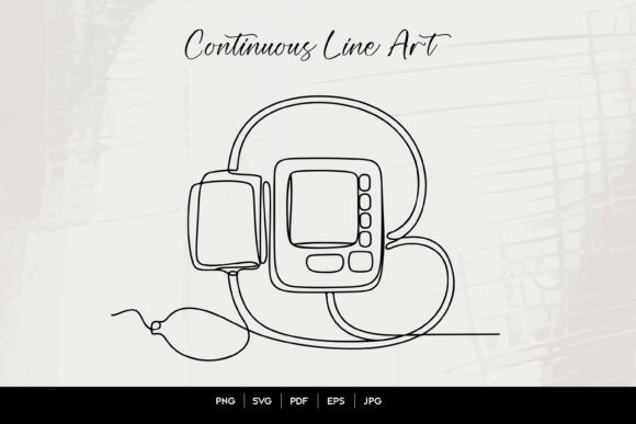 Blood Pressure Monitor Line Art: A Minimalist Embroidered Icon