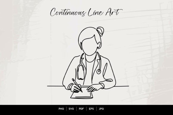 Doctor Writing Notes: A Versatile Line Art Design